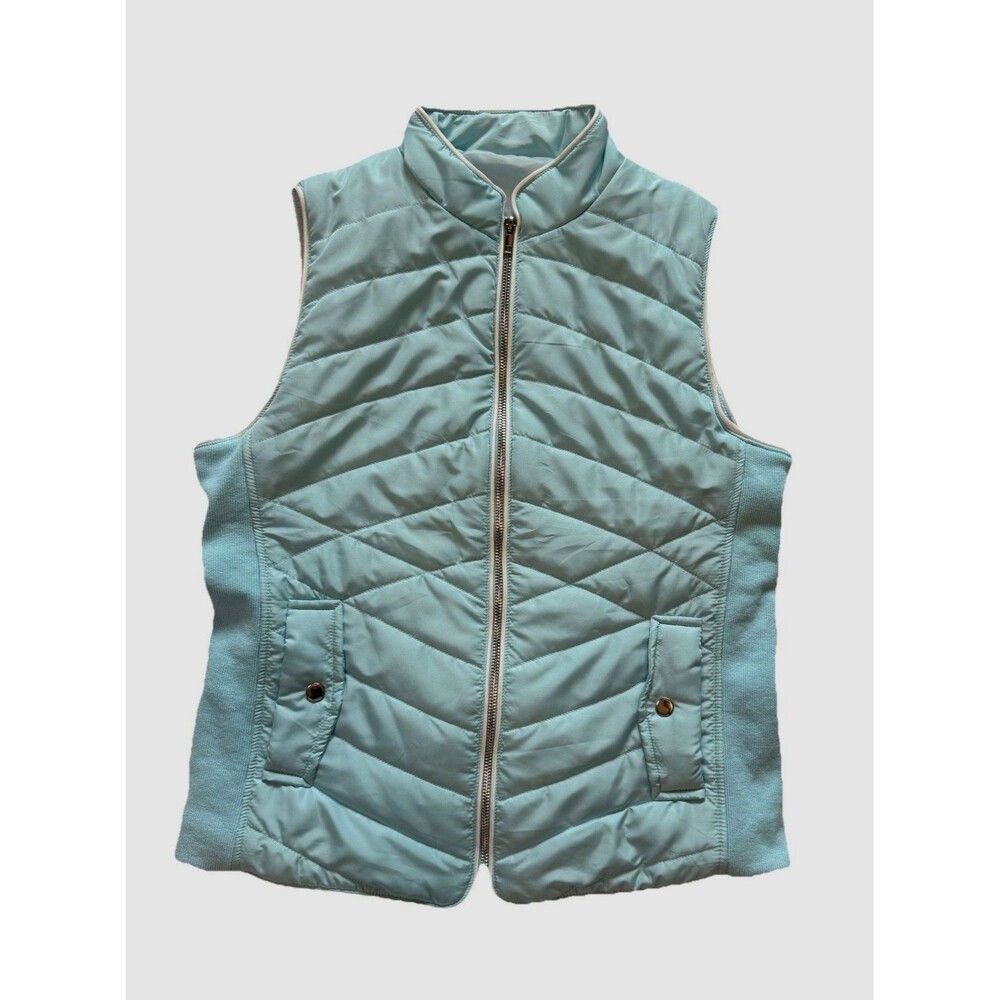 Womens Mint Green/Baby Blue Quilted Puffer Vest Size Medium Pockets